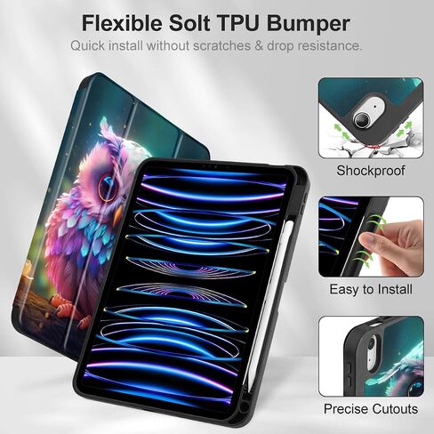 حافظة Tuiklol لجهاز iPad Air الجيل السادس 11 بوصة 2024 / iPad Air 10.9 بوصة الجيل الخامس 4th 2022 إصدار 2020 مع حامل قلم رصاص، غطاء تابلت بحامل ثلاثي الطي واقٍ نحيف للنوم/الاستيقاظ، دب in Kuwait