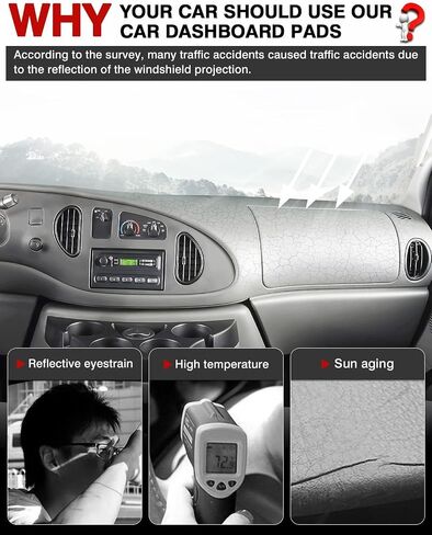 Autorder Dashboard Cover Mat for Ford E150 E250 E350 1997-2008/E450 2003-2008 Econoline Accessories Dash Cover Flannel Dash Mat Sunshade Glare UV Rays Protector in Saudi Arabia