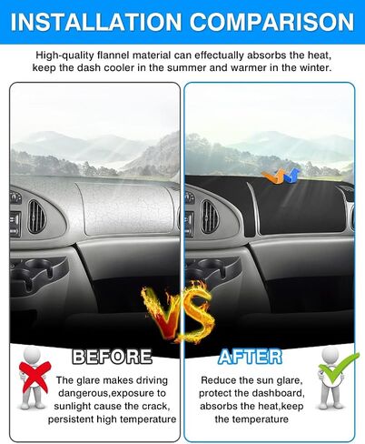 Autorder Dashboard Cover Mat for Ford E150 E250 E350 1997-2008/E450 2003-2008 Econoline Accessories Dash Cover Flannel Dash Mat Sunshade Glare UV Rays Protector in Saudi Arabia