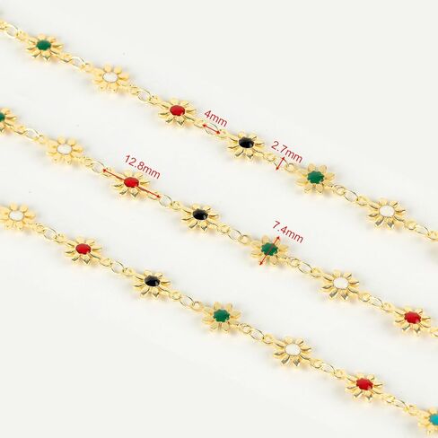 YOUBEIYEE 13 Feet Gold Plated Brass Chain for Jewelry Making, Colorful Enamel Daisy Chain Flower Necklace Bracelet DIY Jewelry Supplies Findings in Saudi Arabia