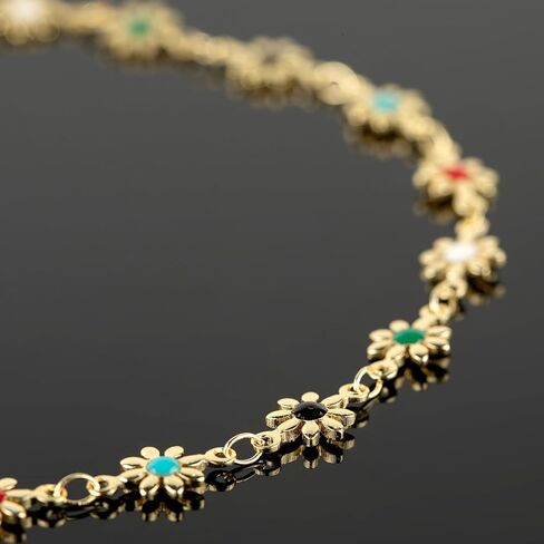 YOUBEIYEE 13 Feet Gold Plated Brass Chain for Jewelry Making, Colorful Enamel Daisy Chain Flower Necklace Bracelet DIY Jewelry Supplies Findings in Saudi Arabia