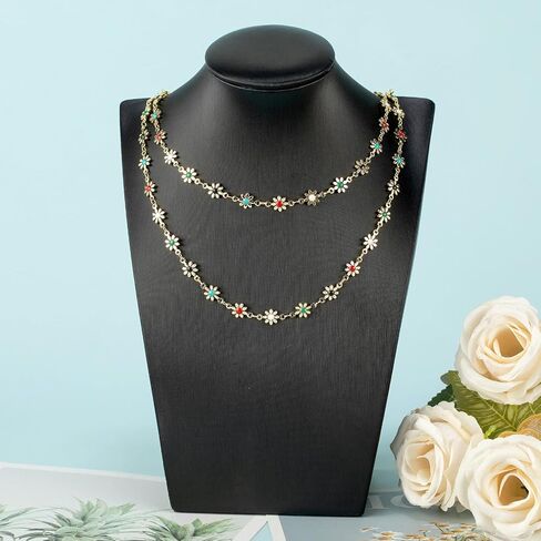 YOUBEIYEE 13 Feet Gold Plated Brass Chain for Jewelry Making, Colorful Enamel Daisy Chain Flower Necklace Bracelet DIY Jewelry Supplies Findings in Saudi Arabia