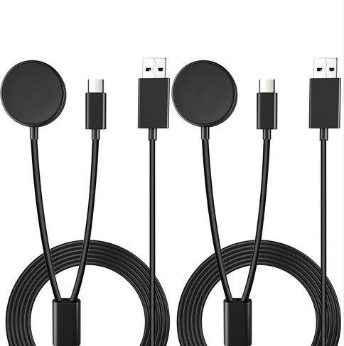 2 حزمة 2 في 1 شاحن Galaxy Watch 6 مع كابل شحن USB C متوافق مع ساعة Samsung Galaxy Watch 6/5/5 Pro/4 Classic/3/Active 2/Active & Galaxy S22/S21/S20/S10/Note 20/10/ 9/8/براعم، سلك قاعدة بطول 4.2 قدم in Saudi Arabia