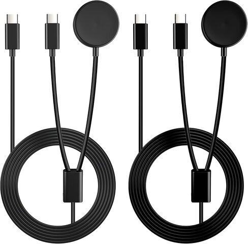 2 Pack 2 in 1 Galaxy Watch 6 Charger with USB C Charging Cable Compatible with Samsung Galaxy Watch 6/5/5 Pro/4 Classic/3/Active 2/Active & Galaxy S22/S21/S20/S10/Note 20/10/9/8/Buds, 4.2FT Dock Cord in Saudi Arabia