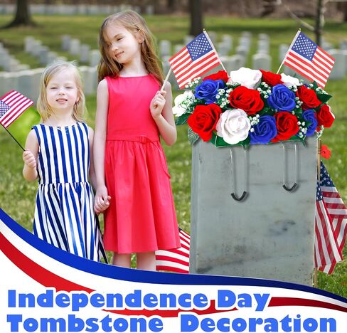 Artificial Cemetery Flowers Outdoor Grave Saddle Headstone Decorations Daisy Rose Grave Saddle Decoration for Memorial Day Flowers (Classic) in Saudi Arabia