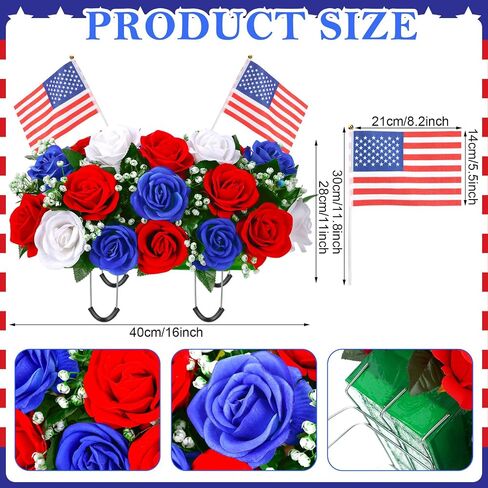 Artificial Cemetery Flowers Outdoor Grave Saddle Headstone Decorations Daisy Rose Grave Saddle Decoration for Memorial Day Flowers (Classic) in Saudi Arabia