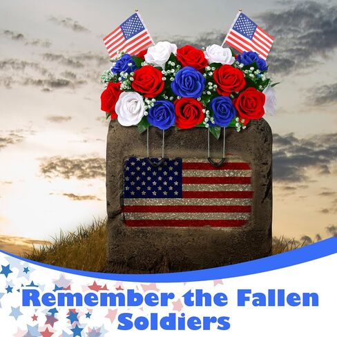 Artificial Cemetery Flowers Outdoor Grave Saddle Headstone Decorations Daisy Rose Grave Saddle Decoration for Memorial Day Flowers (Classic) in Saudi Arabia
