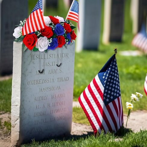 Artificial Cemetery Flowers Outdoor Grave Saddle Headstone Decorations Daisy Rose Grave Saddle Decoration for Memorial Day Flowers (Classic) in Saudi Arabia