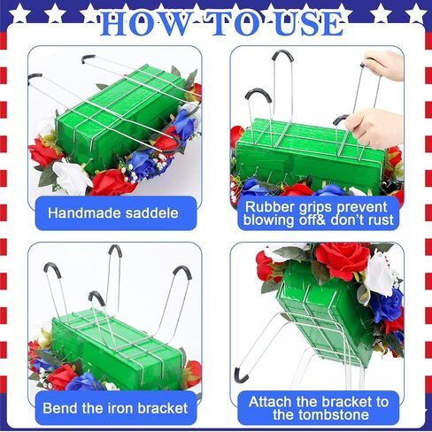 Artificial Cemetery Flowers Outdoor Grave Saddle Headstone Decorations Daisy Rose Grave Saddle Decoration for Memorial Day Flowers (Classic) in Saudi Arabia