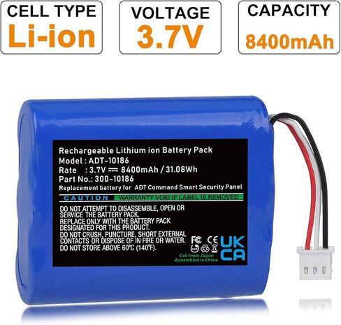 Hisewen بطارية بديلة 300-10186 للوحة الأمان الذكية ADT Command ADT5AIO-1 ADT5AIO-2 ADT5AIO-3 ADT7AIO-1 (8400mah 3.7V 27Wh) in Kuwait