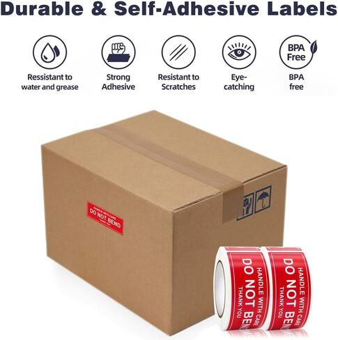 Do Not Bend Stickers - Warning Stickers for Shipping Fragile Handle with Care Strong Adhesive Fragile Labels Packing 250 Permanent Adhesive Labels Per Roll (Do not Bend) in Saudi Arabia