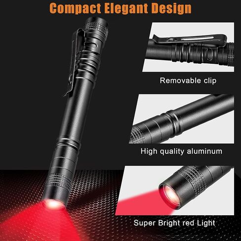 Tuanse 4 قطع ضوء أحمر مصباح يدوي أحمر LED مصباح يدوي أحمر ضوء قلم ضوء مصباح يدوي فائق السطوع مصباح يدوي أحمر شعلة حمراء لعلم الفلك والطيران والمراقبة الليلية والمزيد in Saudi Arabia