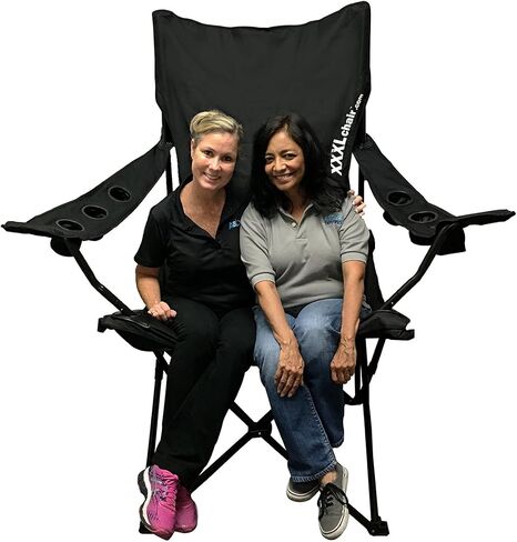 EasyGoProducts Giant Oversized Big Portable Folding Camping Beach Outdoor Tailgating Chair with 6 Cup Holders! Fold Compact into Carry Bag (Black) in Saudi Arabia