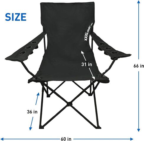 EasyGoProducts Giant Oversized Big Portable Folding Camping Beach Outdoor Tailgating Chair with 6 Cup Holders! Fold Compact into Carry Bag (Black) in Saudi Arabia