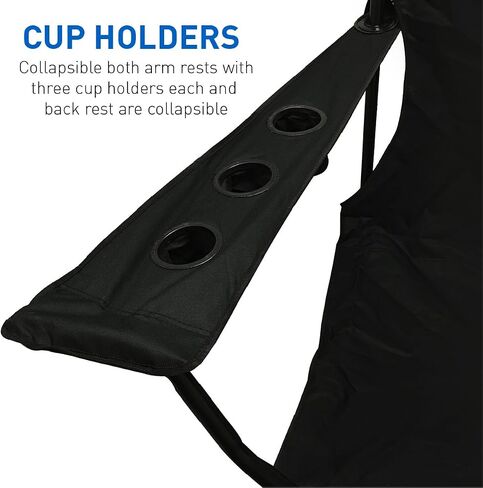 EasyGoProducts Giant Oversized Big Portable Folding Camping Beach Outdoor Tailgating Chair with 6 Cup Holders! Fold Compact into Carry Bag (Black) in Saudi Arabia