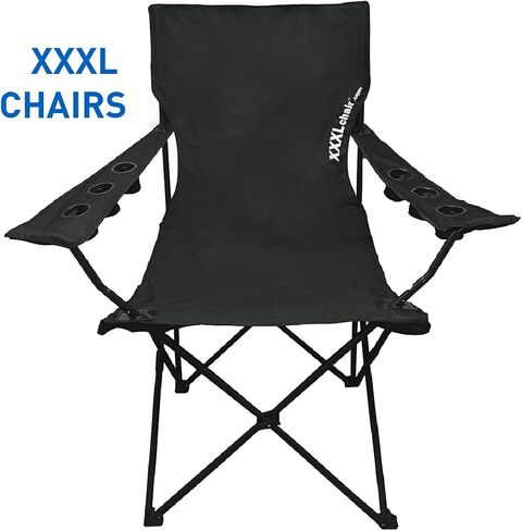 EasyGoProducts Giant Oversized Big Portable Folding Camping Beach Outdoor Tailgating Chair with 6 Cup Holders! Fold Compact into Carry Bag (Black) in Saudi Arabia