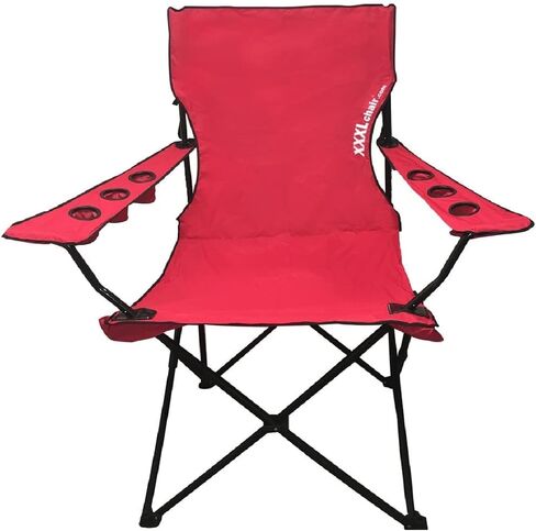 كرسي EasyGoProducts العملاق الكبير الحجم والمحمول القابل للطي والتخييم والشاطئ في الهواء الطلق مع 6 حاملات أكواب! أضعاف المدمجة في حقيبة حمل (أسود) in Kuwait