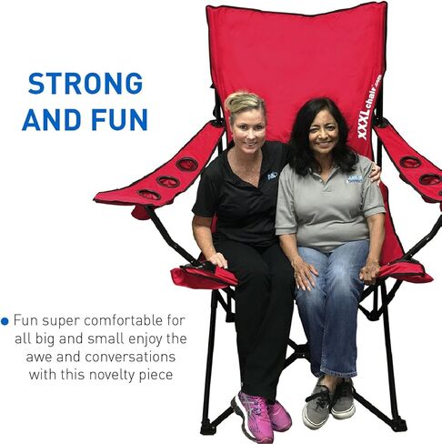 كرسي EasyGoProducts العملاق الكبير الحجم والمحمول القابل للطي والتخييم والشاطئ في الهواء الطلق مع 6 حاملات أكواب! أضعاف المدمجة في حقيبة حمل (أسود) in Kuwait