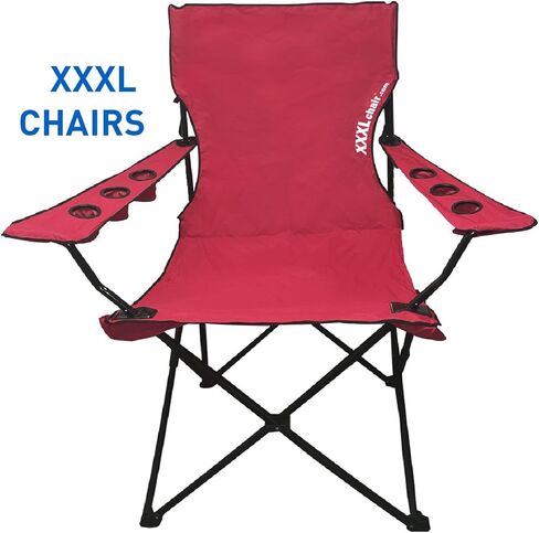 كرسي EasyGoProducts العملاق الكبير الحجم والمحمول القابل للطي والتخييم والشاطئ في الهواء الطلق مع 6 حاملات أكواب! أضعاف المدمجة في حقيبة حمل (أسود) in Kuwait