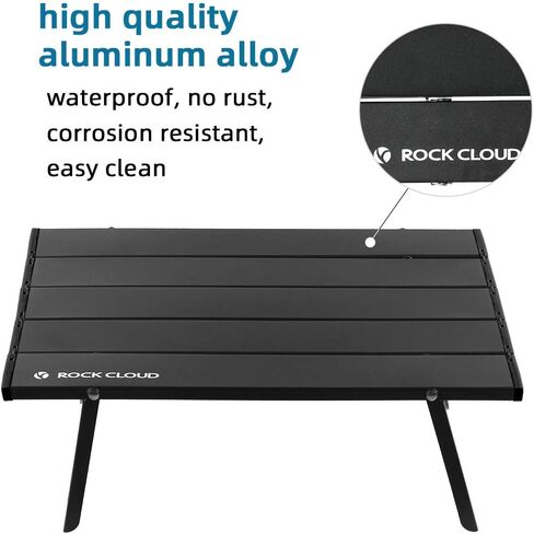 ROCK CLOUD Folding Beach Table Aluminum Portable Camping Table Ultralight, Black in Kuwait