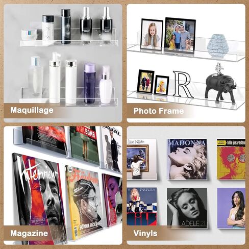 Teridokor Vinyl Record Shelf Wall Mount 6 Pack, 12 Inch Clear Acrylic Album Record Holder Wall Mount, Unique Decor for Music Records Collector Record Store and Vinyl Album Lover in Saudi Arabia