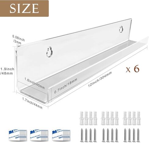 Teridokor Vinyl Record Shelf Wall Mount 6 Pack, 12 Inch Clear Acrylic Album Record Holder Wall Mount, Unique Decor for Music Records Collector Record Store and Vinyl Album Lover in Saudi Arabia