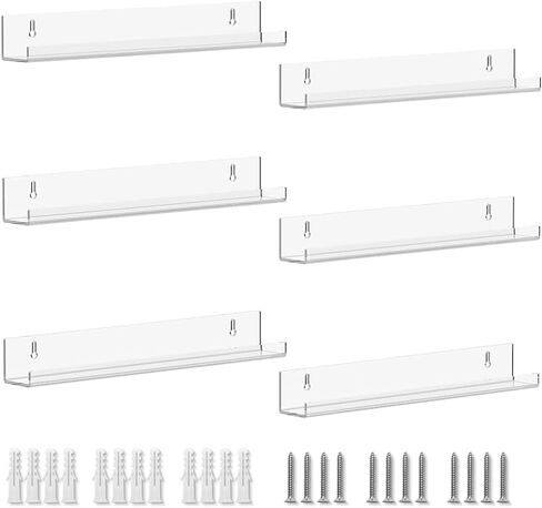 Teridokor Vinyl Record Shelf Wall Mount 6 Pack, 12 Inch Clear Acrylic Album Record Holder Wall Mount, Unique Decor for Music Records Collector Record Store and Vinyl Album Lover in Saudi Arabia