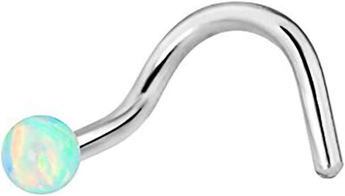 Forbidden Body Jewelry 20g Surgical Steel Luminous Opalite Ball Top Nose Screw in Saudi Arabia