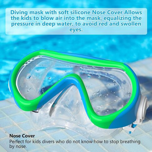 Kids Swimming Goggles, Kids Swim Mask with Nose Cover for Kids Youth 3-15, Anti-Shattered Lens No-leak in Saudi Arabia