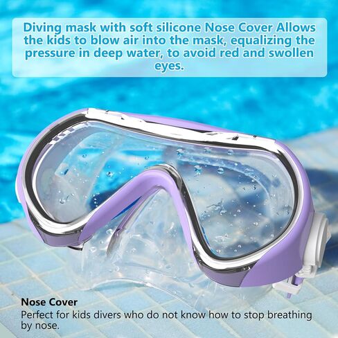 Kids Swimming Goggles, Kids Swim Mask with Nose Cover for Kids Youth 3-15, Anti-Shattered Lens No-leak in Saudi Arabia