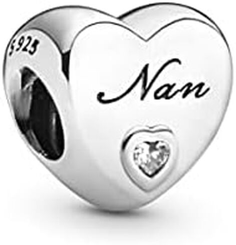 Pandora Nan Heart Charm - أساور اللحظات المتوافقة - مجوهرات للنساء - هدية للنساء في حياتك - مصنوعة من الفضة الاسترليني والزركونيا المكعبة، مع صندوق هدايا in Saudi Arabia