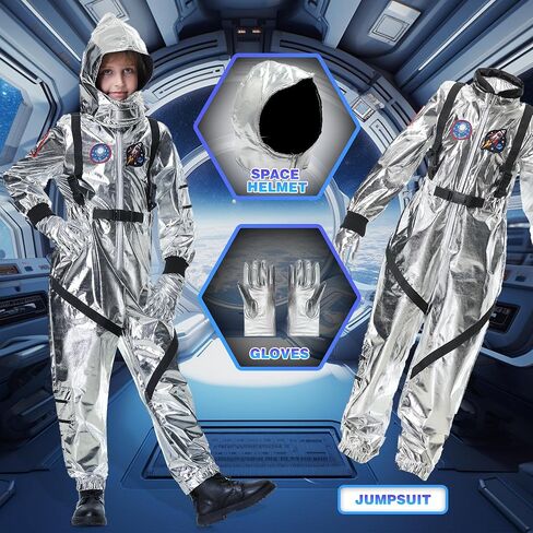 Lydoesy Astronaut Costume Silver Space Suit for Halloween Pretend Role Play Dress Up in Saudi Arabia