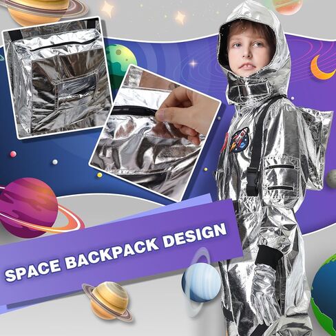 Lydoesy Astronaut Costume Silver Space Suit for Halloween Pretend Role Play Dress Up in Saudi Arabia
