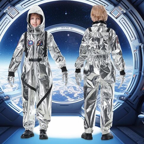 Lydoesy Astronaut Costume Silver Space Suit for Halloween Pretend Role Play Dress Up in Saudi Arabia