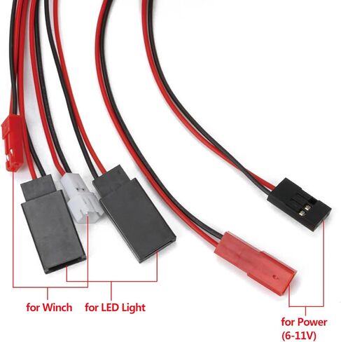 TRX4 ونش تحكم لاسلكي RC ونش ووحدة تحكم في الضوء LED مجموعة جهاز استقبال عن بعد لسيارة الزاحف المحورية SCX10 1/10 TRX4 TRX6 SCX10 D90 CC01 MST CFX Gen8 TF2 TRX4 ترقيات in Saudi Arabia