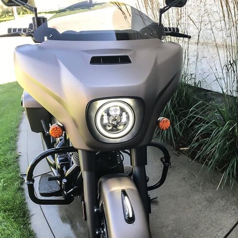 Eagle Lights 8700BG3HP-897 7" LED Headlight Kit with White Halo Ring for Harley Davidson Motorcycles - Generation III/Black Halo Kit/Add Single Bulb Adapter Harness (897) in Kuwait