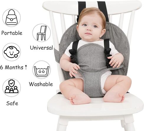 Travel Harness Seat for Baby High Chair,Safety Harness Chair Accessory for Baby Feeding, Portable Fabric Harness Toddler Chair Seat with Adjustable Straps, Baby Must Haves Travel Essential in Kuwait