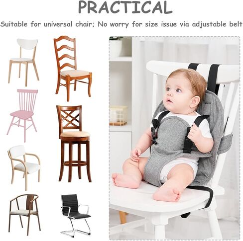 Travel Harness Seat for Baby High Chair,Safety Harness Chair Accessory for Baby Feeding, Portable Fabric Harness Toddler Chair Seat with Adjustable Straps, Baby Must Haves Travel Essential in Kuwait