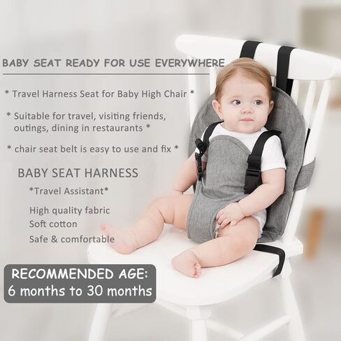 Travel Harness Seat for Baby High Chair,Safety Harness Chair Accessory for Baby Feeding, Portable Fabric Harness Toddler Chair Seat with Adjustable Straps, Baby Must Haves Travel Essential in Kuwait
