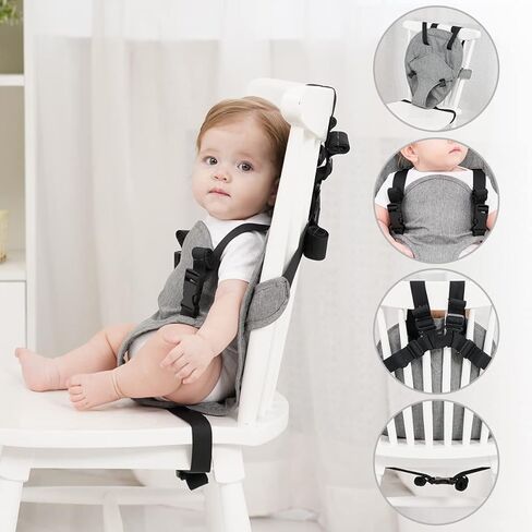 Travel Harness Seat for Baby High Chair,Safety Harness Chair Accessory for Baby Feeding, Portable Fabric Harness Toddler Chair Seat with Adjustable Straps, Baby Must Haves Travel Essential in Kuwait