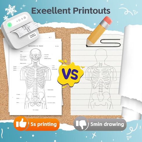 طابعة ملصقات مع 7 لفات من ورق الملصقات، طابعة حرارية بلوتوث متوافقة مع iOS وAndroid، طابعة جيب صغيرة محمولة وبدون حبر، طابعة دراسة للبطاقات التعليمية، DIY، هدية للأطفال in Kuwait