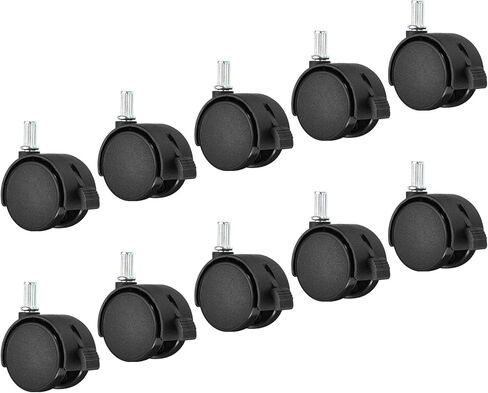 عجلات دوارة جذعية مقاس 1.5 بوصة من باتيكل، 10 عجلات جذعية دوارة 360 درجة من النايلون مع فرامل لاستبدال أثاث مكتب الكرسي، أسود in Kuwait