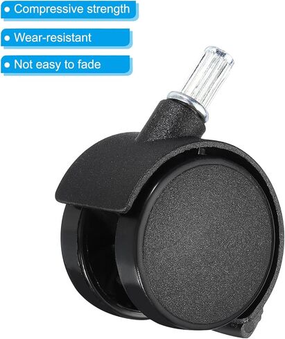 عجلات دوارة جذعية مقاس 1.5 بوصة من باتيكل، 10 عجلات جذعية دوارة 360 درجة من النايلون مع فرامل لاستبدال أثاث مكتب الكرسي، أسود in Kuwait