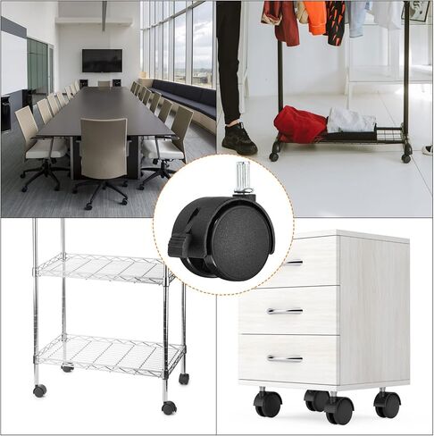 عجلات دوارة جذعية مقاس 1.5 بوصة من باتيكل، 10 عجلات جذعية دوارة 360 درجة من النايلون مع فرامل لاستبدال أثاث مكتب الكرسي، أسود in Kuwait