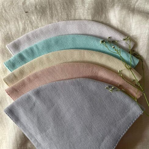 Pack of 5 - Cotton Linen - 3 Layered Face Mask - Washable, Reusable in Saudi Arabia