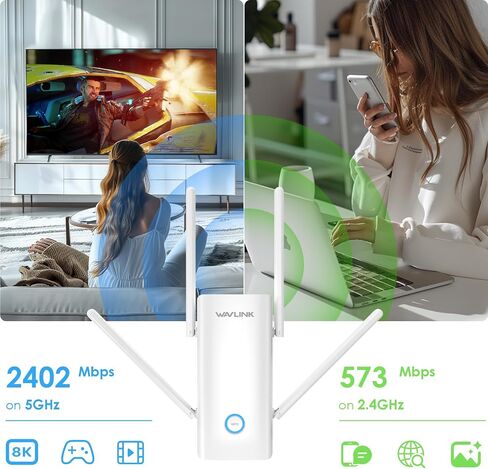 WAVLINK AX3000 WiFi Extender, WiFi 6 Range Extender Signal Booster for Home, Internet Booster Covers up to 2000sq. ft and 256 Devices,Dual Band, WiFi Repeater/AP/Router/Mesh Mode, WPS,Gigabit Ports in Saudi Arabia
