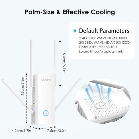WAVLINK AX3000 WiFi Extender, WiFi 6 Range Extender Signal Booster for Home, Internet Booster Covers up to 2000sq. ft and 256 Devices,Dual Band, WiFi Repeater/AP/Router/Mesh Mode, WPS,Gigabit Ports in Saudi Arabia