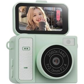 2K Flip Screen Portable Digital Vlog Camera | 30g Ultra Light Retro B&W Selfie Camera for Travel Recording(Green) in Kuwait