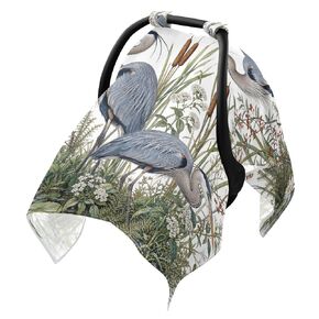 Bird Pattern Baby Car Seat Cover Stroller Canopy | Muslin-like Cotton Blend, Breathable, Multi-use, Newborn Essentials Must Haves, Fits Most Strollers, for Babies Boys Girls in Kuwait