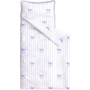 Wake In Cloud - Toddler Nap Mat with Pillow and Blanket, for Kids Girls Ages 3 Plus in Kindergarten Daycare Preschool, Roll Up Sleeping Bag, Cute Vertical Stripes Bows in Saudi Arabia